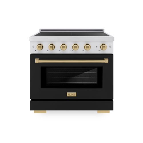 ZLINE - Autograph 36 in. 5.2 cu. ft. Paramount Freestanding Induction Range with 5 Burners and Bronze Accents with Black Door - Matte Black