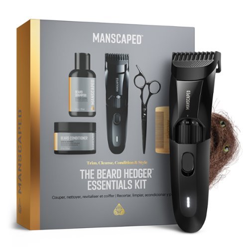 Manscaped - The Beard Hedger Essentials Kit SkinSafe Rechargeable Wet/Dry Trimmer, Facial Hair Shaving Gift Set - Black-Front_Standard 