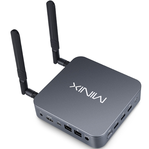 MINIX - J51-C8 Max Mini Desktop, 8GB/512GB M.2 PCIe NVMe SSD Windows 11 Pro, Aluminum/Wi-Fi6/Dual 2.5GB LAN/Triple Display/4K - Metallic Gray