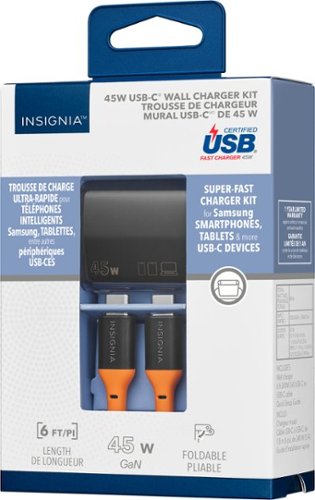 Insignia™ 45W Compact Wall Charging Kit for USB-C Smartphones, Tablets and More - Dark Gray BUY IN QATAR