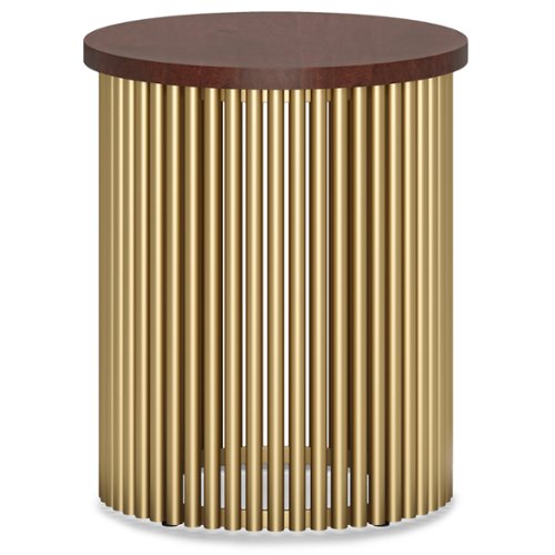 Simpli Home - Demy Metal and Wood Accent Table - Cognac and Gold-Front_Standard 