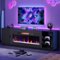 Bestier - 70" Gaming TV stand with 36" fireplace cabinets & open storage for TVs up to 75" and PS5 consoles - Black Carbon Fiber-Front_Standard