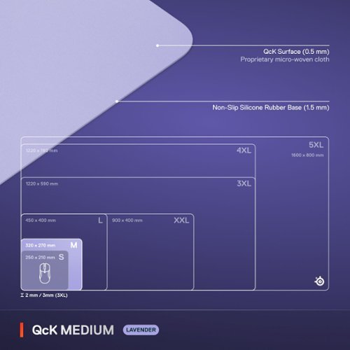 SteelSeries QcK Cloth Gaming Mouse Pad (Medium) - Lavender WORLDWIDE DELIVERY