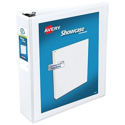 Avery - Showcase 3" 3-Ring View Binders, Slant Ring - White-Front_Standard 