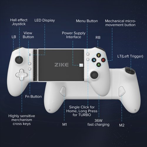 Zike Z331 USB-C Mobile Gaming Controller for Android and iPhone 16/15 Series - White BUY ONLINE