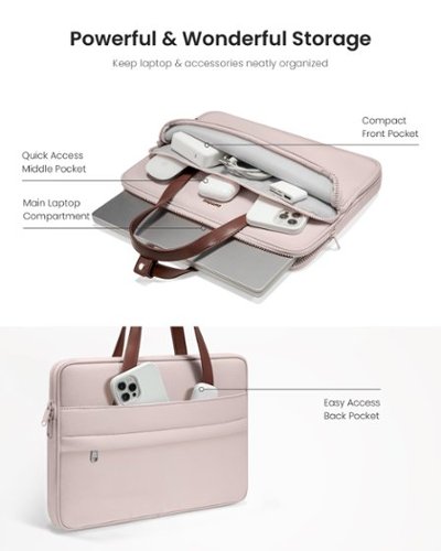 tomtoc Versatile-A12 Laptop Shoulder Case Bag for 14 inch MacBook Pro, 13 MacBook Air & Pro, Microsoft Surface Laptop - Blush Pink GLOBAL SHIPPING