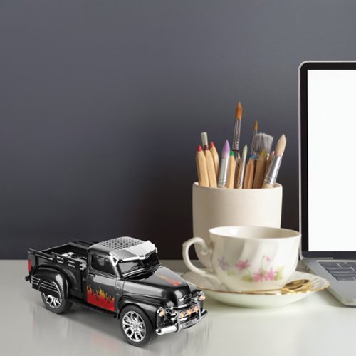 QFX Retro Classic Truck Portable Bluetooth Speaker with Bass Radiator and LED Lights - Black SHOP ONLINE