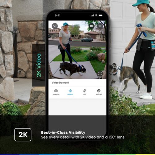 Chamberlain myQ Video Doorbell | 2K Camera, Battery/Wired, Color Night Vision, Live View with 2-Way Talk, Motion Detection & Alerts - Black WORLDWIDE DELIVERY