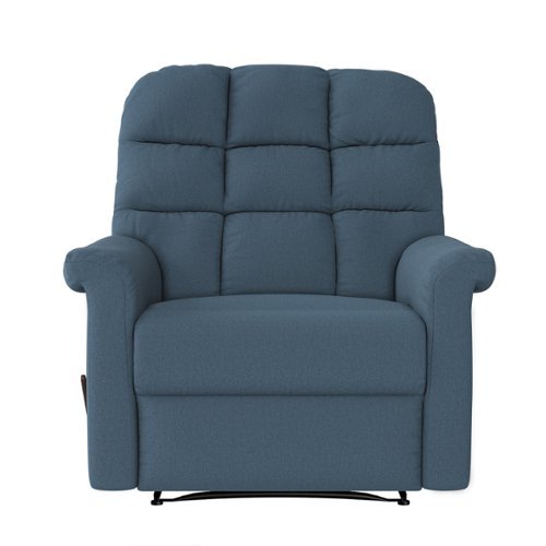 ProLounger - Cooper Tufted Back Extra Large Low-Pile Velour Wall Hugger Reclining Chair - Medium Blue-Front_Standard 