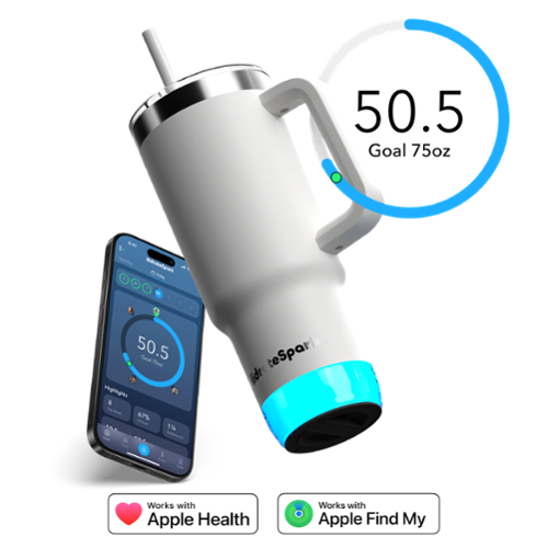 Hidrate - 30 oz HidrateSpark PRO 2 Smart Tumbler - Health & Wellness Tracker - Apple Health - Smart Ring & Watch Compatible - White-Front_Standard 
