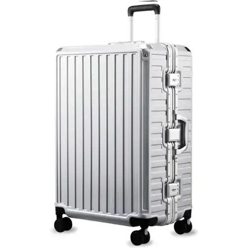 Front. LUGGEX - LUGGEX 28 Inch Aluminum Frame Zipperless Polycarbonate Spinner Hard Shell Suitcase - LX-ZX - Silver.