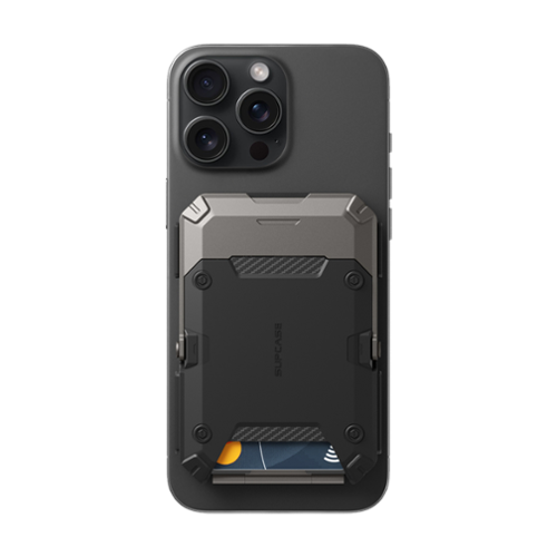 SUPCASE - MagFlip Magnetic Wallet with Stand - 5-Card Storage, RFID Blocking, and Strong Magnetic Lock - Black-Front_Standard 