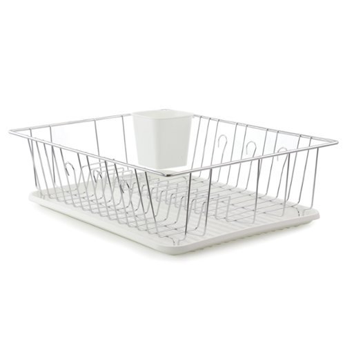 Better Chef - 16-Inch Dish Rack with Cutlery Holder - White-Front_Standard 