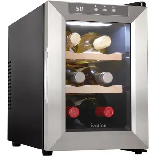 Front. Ivation - 6 Bottle Horizontal Thermoelectric Wine Cooler, Super Quiet Freestanding Wine Fridge - Stainless Steel.