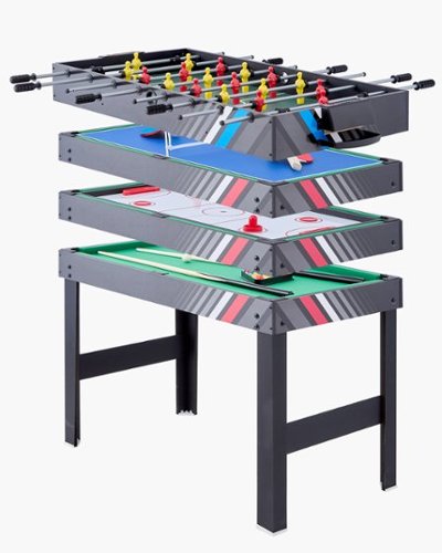 VEVOR - 4-in-1 Combo Game Table Set, 48" Air Hockey Table, Multi Combination Table with Air Hockey, Pool Billiard, Foosball - burlywood-Front_Standard 