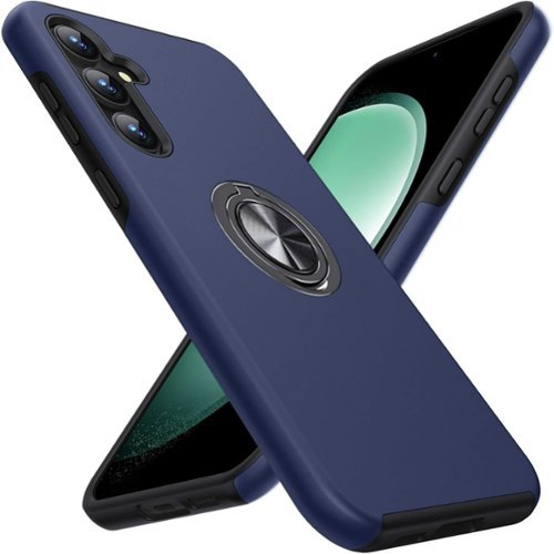 Entronix - Case Compatible with Galaxy S25 FE - 360º Circular Ring Gripstand - Blue-Front_Standard 