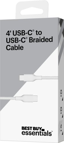 Best Buy essentials™ 4' USB-C to USB-C Braided Charge-and-Sync Cable - White GLOBAL SHIPPING