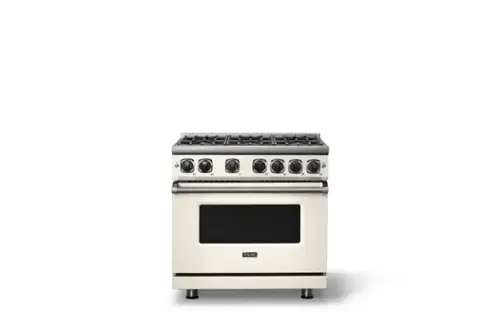 Front. Viking - Pro 7 Series 5.6 Cu. Ft. Freestanding Sealed 4 Burner Gas Convection Range - Pure White - Pure White.