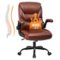 Brick Attic - Leather Office Chair 400LBS Wide Seat Ergonomic Desk Chair Adjustable Task Chair Lumbar Back 5 Year Warranty - Brown-Front_Standard