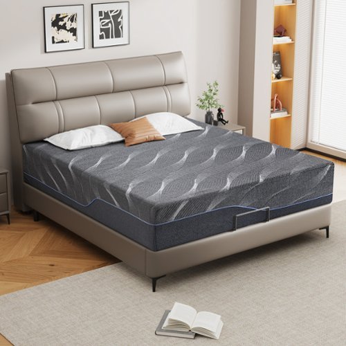 Vipbear - 14 Inch Grey Gel Memory Foam Mattress, Deep Sleep Firm Mattresses for Back Pain - Gray-Front_Standard 