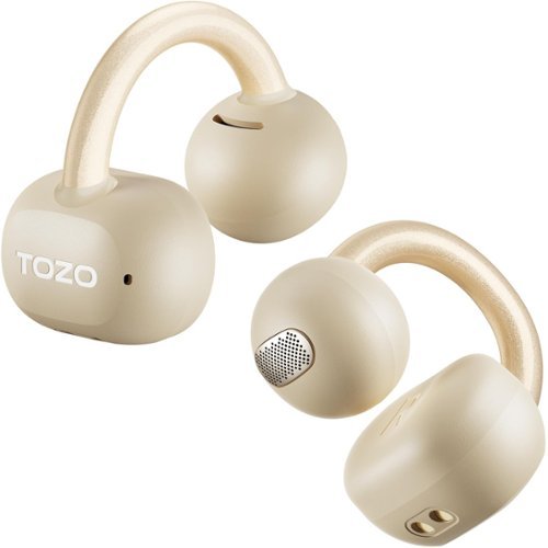 TOZO - Open Ear Headphones, Clip Earbud, Bluetooth 5.4, 40H, Stereo Bass, IPX5, Lightweight Comfort Fit, App-32EQ - khaki-Front_Standard 
