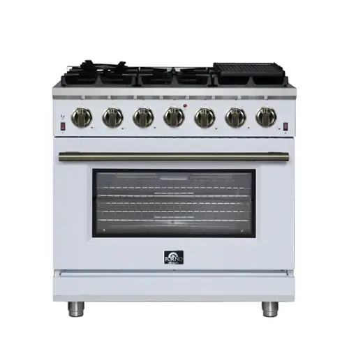 Front. Forno Appliances - Massimo 5.36 Cu. Ft. Freestanding Gas Convection Range with Air Fryer Kit, Wok Support & Griddle - White.