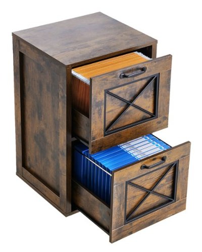 VEVOR - 2 Drawer File Cabinet, Vertical Filing Storage Cabinets for Home Office, Heavy-Duty Cabinet - Burnt Wood-Front_Standard 