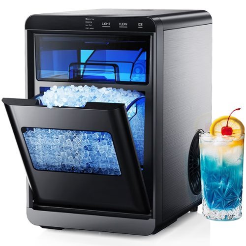 SIMZLIFE - Countertop Nugget Ice Maker - 44.9lbs/Day Chewable Pebble Ice Machine with Touch Screen, Stainless Steel for Home/Kitche - Black-Front_Standard 