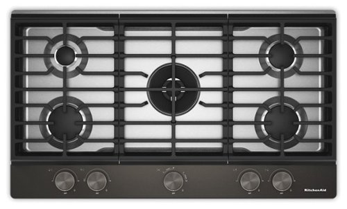 KitchenAid - 36 in. Wide 5 burners Gas Cooktop with Integrated Wok Grate - Black Ore-Front_Standard 