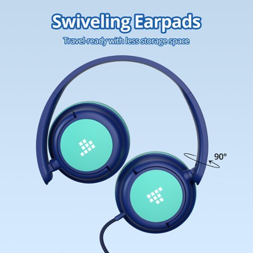 Tronsmart KH01C Wired Headphones for School Travel, Safe Volume Limited, Foldable Lightweight Over-Ear Headphones for PC/Tablet - Blue/Green BUY ONLINE