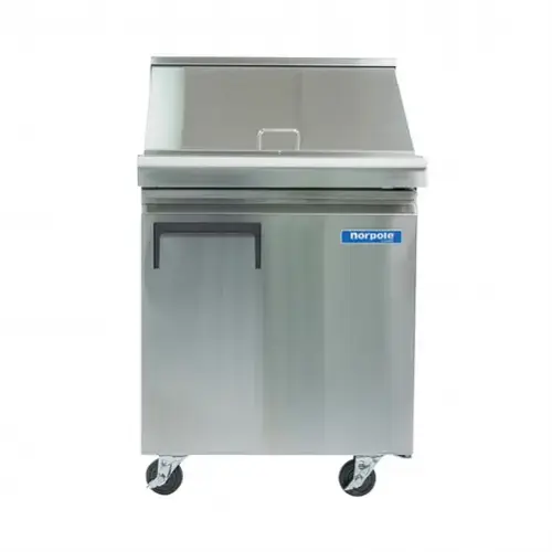 Front. Magic Chef - E-Series 27 in. 6 cu. ft. Single Door Mega Top Sandwich/Salad Prep Table Refrigerator in Stainless Steel - Stainless Steel.