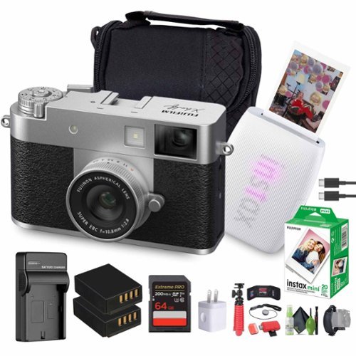 Fujifilm X Digital Camera (Silver), MINI LINK 3 Smartphone Printer