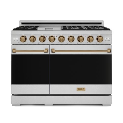 Gordon Ramsay Series by Thor Kitchen 6.8 Cu. Ft Freestanding Liquid Propane Gas Range with Bronze Hardware - Stainless Steel