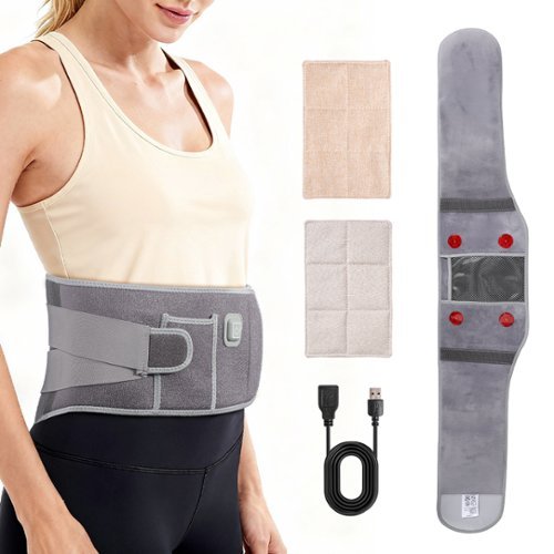 Morfone - 660nm Infrared LED Therapy Heating Belt - Suitable for use on the back, knees, waist, and other areas - Gray-Front_Standard 