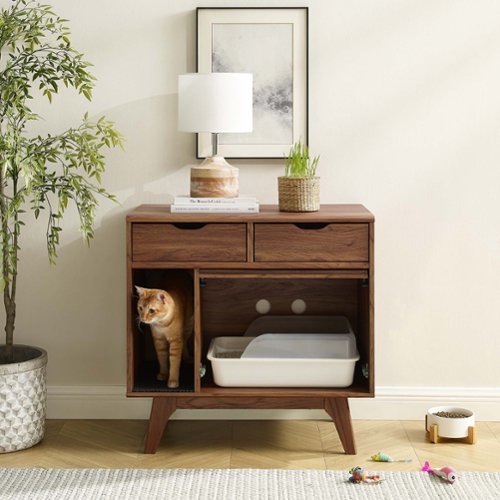 Render Cat Cabinet by Modway - Walnut-Front_Standard 