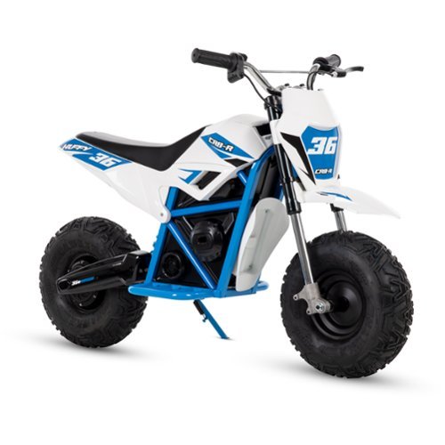 Huffy - CR8-R Battery-Powered Ride-On Mini Bike - White, blue-Front_Standard 