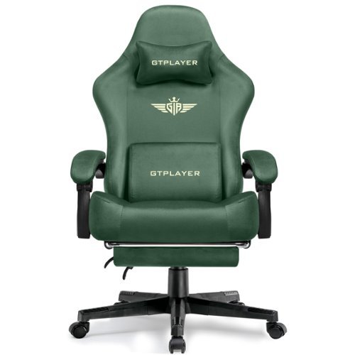 GTPlayer - Gaming Chair Fabric with Pocket Spring Cushion High Back Computer Chair - Green-Front_Standard 