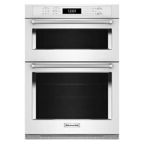 KitchenAid - 30" Built-In Electric Convection Double Wall Combination with Microwave and Air Fry Mode - White-Front_Standard