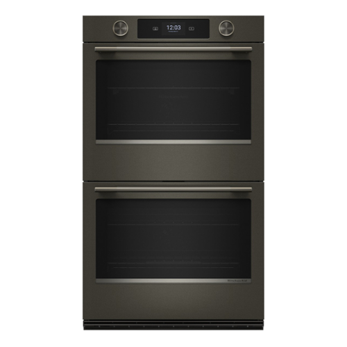 KitchenAid - 30" Smart Built-In Electric Double Wall Oven with Assisted Cook Cycles - Black Ore-Front_Standard 