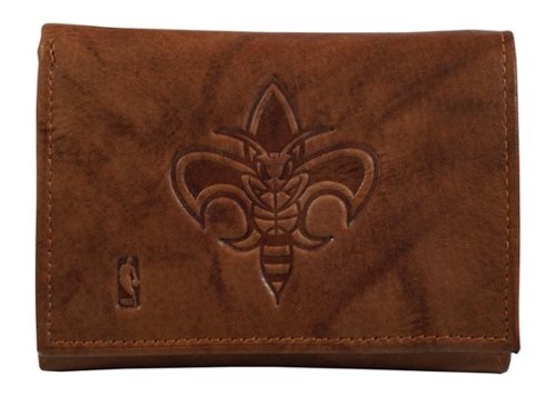 Rico Industries - New Orleans Hornets - NBA Throwback - Embossed Leather Trifold Wallet - Multi-Front_Standard 