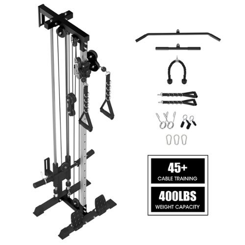 Mikolo - Cable Crossover Machine, Wall Mounted Pulley Tower functional trainer with Adjustable 26 Positions - Black-Front_Standard 