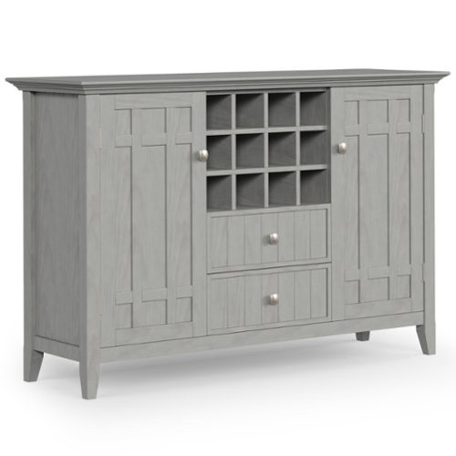 Simpli Home - Bedford SOLID WOOD 54 inch Wide Transitional Sideboard Buffet and Wine Rack - Fog Grey