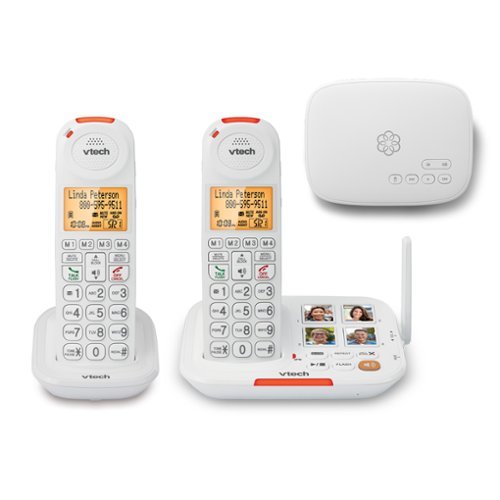 Ooma - Telo Senior Phone Bundle with Internet Home Phone Service and 2 Amplified Cordless Handsets