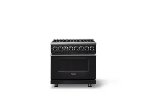 Front. Viking - 36 in. Wide 6 Burner Dual Fuel Sealed Burner Range - Onyx.