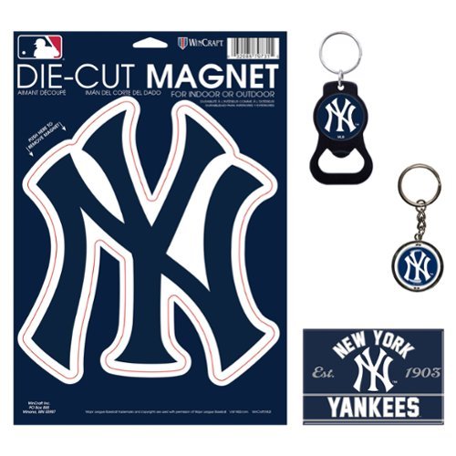 WinCraft - New York Yankees 4-Pack Key Rings and Magnets Set - Multicolor-Front_Standard 