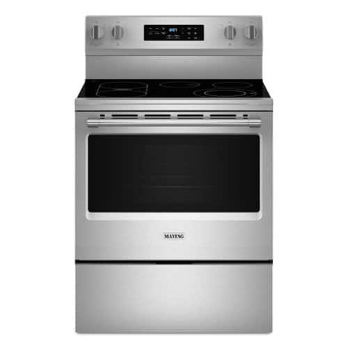 Maytag - 30-Inch Wide Electric Range With No Preheat Air Fry and Air Baking - 5.3 cu. ft - Stainless Steel-Front_Standard