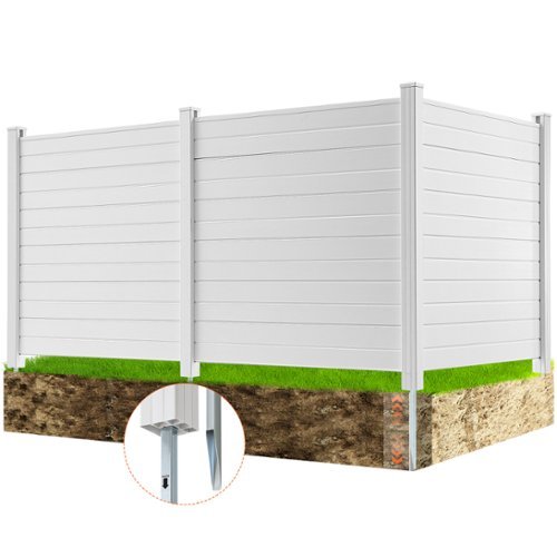 VEVOR - Outdoor Privacy Screens, 50" W x 50" H Air Conditioner Fence, Pool Equipment Enclosure, Horizontal Vinyl Privacy Fence - White-Front_Standard 