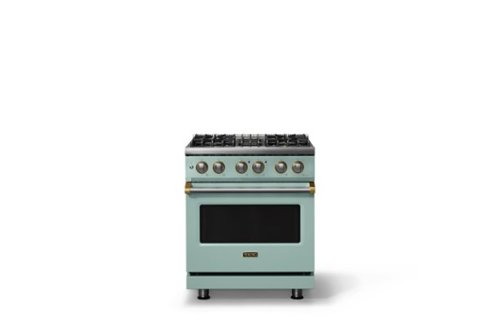 Viking - 30 in. Wide 4 Burner Pro5S 4.7 Cu. Ft. Freestanding Sealed DF Convection Range - Splash w. Brushed Brass Trim - Splash