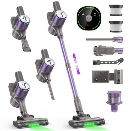 Teendow - 300W Cordless Stick Vacuum, 50kPa Suction Brushless Motor, Lightweight Cleaner for Pet Hair, HardFloors, Carpet & Rug - Lavender-Front_Standard 