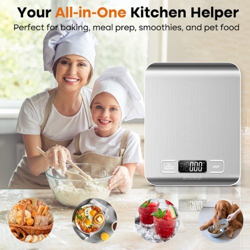 Arboleaf  Food Kitchen Scale, 1g/0.01oz Precise Food Scales for Kitchen, Tare Function, Stainless Steel - Silver with White BUY ONLINE